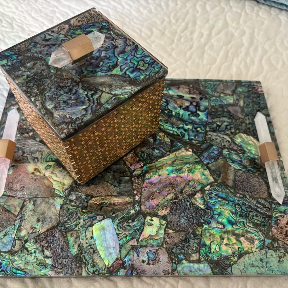 Kendra Scott Abalone Shell Tray and Gold Box Set - Picture 2 of 16